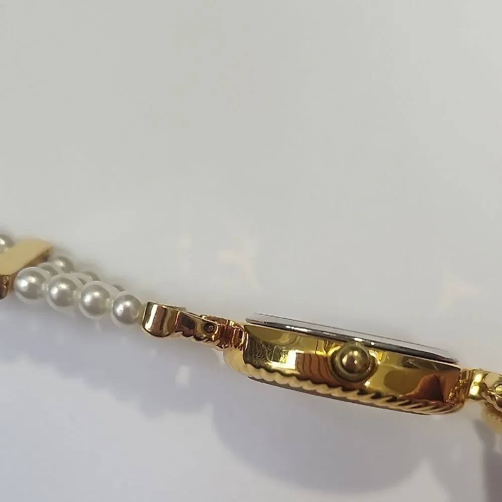 Vintage Gold Tone and Faux Pearl Women's Watch